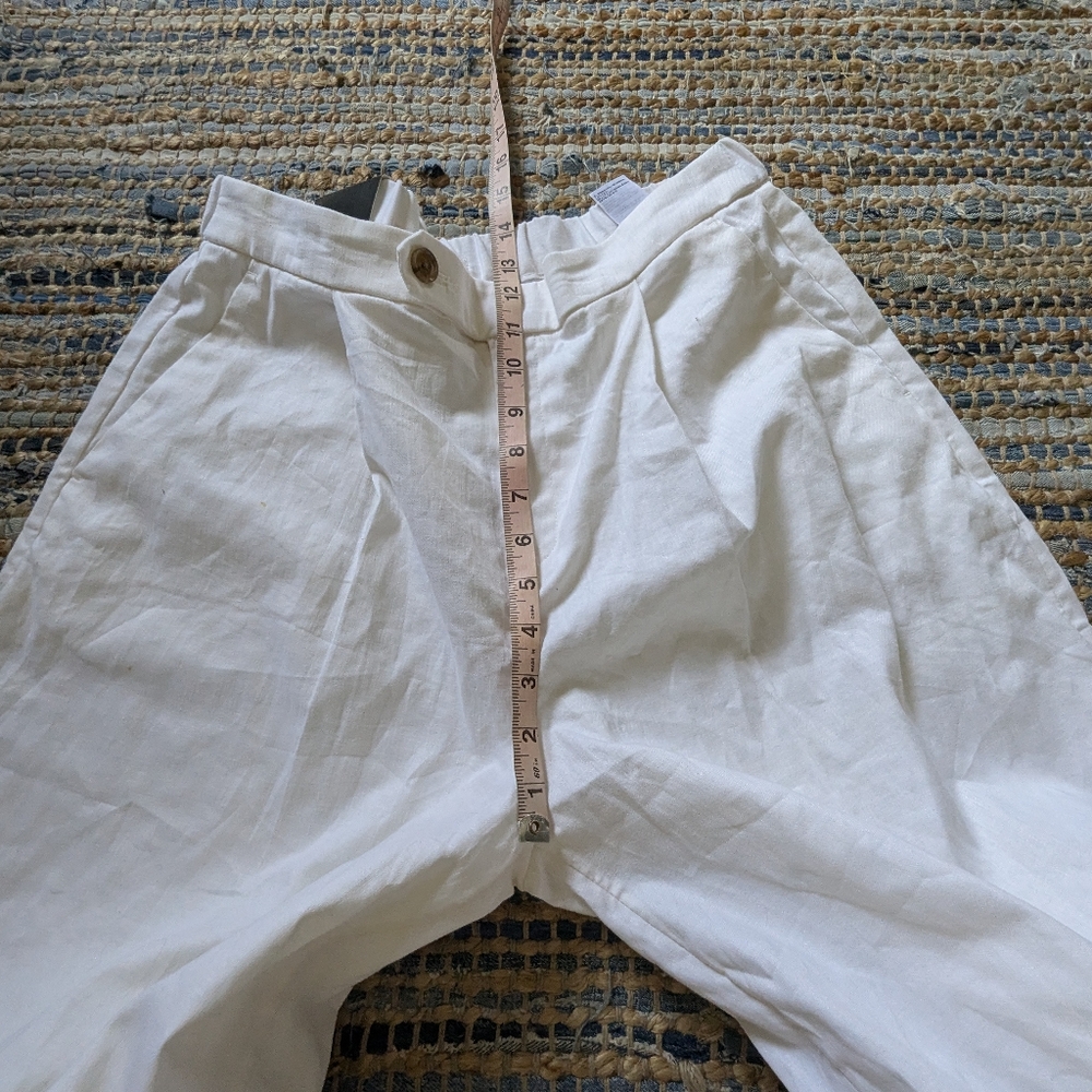 Sold!!!!NWD Banana Republic White Linen Blend Pants 10 Wide Leg B Coastal*Flaws* - Picture 6 of 11